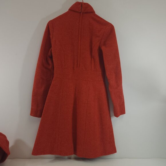 Vintage Orange / Coral Mod Peacoat with Matching Dress Handmade XS - Picture 8 of 10